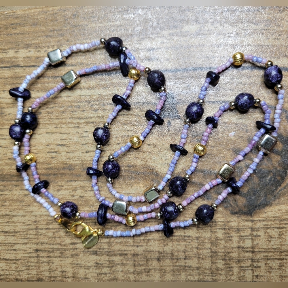 worthington vintage purple precious stones necklace